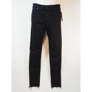 Adriano Goldschmied Black The Farrah Skinny Ankle High-Rise Raw Hem Jeans, Sz 27